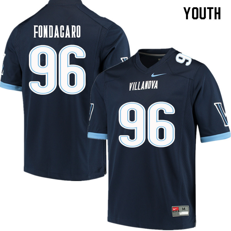 Youth #96 Nathan Fondacaro Villanova Wildcats College Football Jerseys Sale-Navy